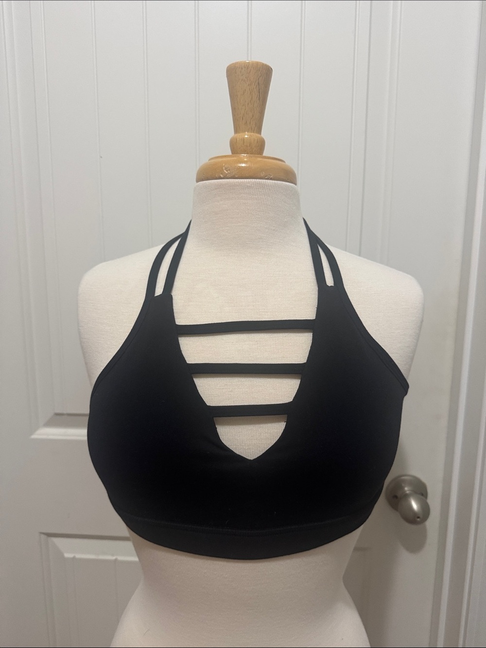 ZYIA Black Strappy Halter Sports Bra